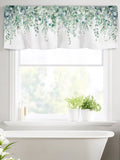 Sage Green Eucalyptus Leaves Kitchen Window Valance Curtain, Green Leaf Rod Pocket Light Filtering Window Topper, 54 x 18 Inch, 1 Panel