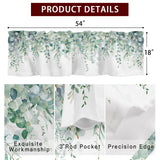 Sage Green Eucalyptus Leaves Kitchen Window Valance Curtain, Green Leaf Rod Pocket Light Filtering Window Topper, 54 x 18 Inch, 1 Panel