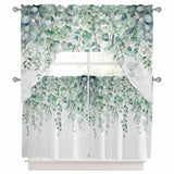 Bedliving Swag Valance for Sage Green Eucalyptus Leaves & Leaf Kitchen Bathroom Over
