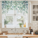 Bedliving Swag Valance for Sage Green Eucalyptus Leaves & Leaf Kitchen Bathroom Over