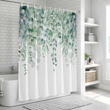 Shower Curtain for Bathroom Sage Green Eucalyptus Leaves Decorative Shower Curtains Set with 12 Hooks Green Leaf Bath Curtain Waterproof Fabric 72x72 inch