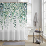 Shower Curtain for Bathroom Sage Green Eucalyptus Leaves Decorative Shower Curtains Set with 12 Hooks Green Leaf Bath Curtain Waterproof Fabric 72x72 inch