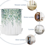 Shower Curtain for Bathroom Sage Green Eucalyptus Leaves Decorative Shower Curtains Set with 12 Hooks Green Leaf Bath Curtain Waterproof Fabric 72x72 inch