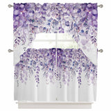 Bedliving Swag Valance for Purple Eucalyptus & Watercolor Leaves Kitchen Bathroom Over