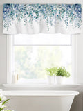 Eucalyptus Leaves Kitchen Window Valance Curtain, Blue Green Rod Pocket Light Filtering Window Topper, 54 x 18 Inch, 1 Panel
