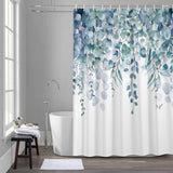 Bedliving Shower Curtain for Bathroom Eucalyptus Leaves Decorative Shower Curtains Set with 12 Hooks Blue Green Bath Curtain Waterproof Fabric 72x72 inch