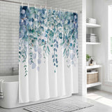 Bedliving Shower Curtain for Bathroom Eucalyptus Leaves Decorative Shower Curtains Set with 12 Hooks Blue Green Bath Curtain Waterproof Fabric 72x72 inch