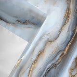 Modern White Gold Kitchen Window Valance Curtain, Abstract Geometric Marble Printed Rod Pocket Light Filtering Window Topper, 54 x 18 Inch, 1 Panel