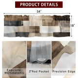 Abstract Neutral Color Blocks Kitchen Window Valance Curtain, Brushstroke Texture Rod Pocket Light Filtering Window Topper, 54 x 18 Inch, 1 Panel