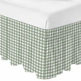 Bedliving Bed Skirt, Sage Green Plaid Check Adjustable Elastic Wrap Around Dust Ruffle, Drop Pleated Style