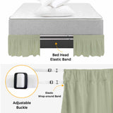 Bedliving Bed Skirt, Sage Green Spring Solid Color Adjustable Elastic Wrap Around Dust Ruffle, Drop Pleated Style