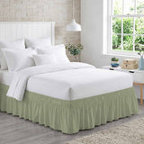 Bedliving Bed Skirt, Sage Green Spring Solid Color Adjustable Elastic Wrap Around Dust Ruffle, Drop Pleated Style