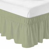 Bedliving Bed Skirt, Sage Green Spring Solid Color Adjustable Elastic Wrap Around Dust Ruffle, Drop Pleated Style