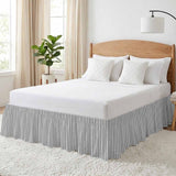 Bedliving Bed Skirt, Black Stripe Vertical Striped Adjustable Elastic Wrap Around Dust Ruffle, Drop Pleated Style