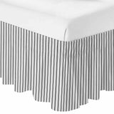 Bedliving Bed Skirt, Black Stripe Vertical Striped Adjustable Elastic Wrap Around Dust Ruffle, Drop Pleated Style