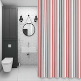 Bedliving Shower Curtain for Bathroom Red Stripes Decorative Shower Curtains Set with 12 Hooks Red Beige Vertical Striped Bath Curtain Bedliving Waterproof Fabric 72x72 inch
