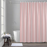 Bedliving Shower Curtain for Bathroom Red Stripes Decorative Shower Curtains Set with 12 Hooks Red Beige Vertical Striped Bath Curtain Bedliving Waterproof Fabric 72x72 inch