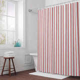 Bedliving Shower Curtain for Bathroom Red Stripes Decorative Shower Curtains Set with 12 Hooks Red Beige Vertical Striped Bath Curtain Bedliving Waterproof Fabric 72x72 inch