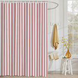 Bedliving Shower Curtain for Bathroom Red Stripes Decorative Shower Curtains Set with 12 Hooks Red Beige Vertical Striped Bath Curtain Bedliving Waterproof Fabric 72x72 inch