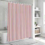 Bedliving Shower Curtain for Bathroom Red Stripes Decorative Shower Curtains Set with 12 Hooks Red Beige Vertical Striped Bath Curtain Bedliving Waterproof Fabric 72x72 inch