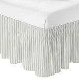 Bedliving Bed Skirt, Sage Green Stripes Vertical Striped Adjustable Elastic Wrap Around Dust Ruffle, Drop Pleated Style