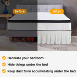 Bedliving Bed Skirt, Sage Green Stripes Vertical Striped Adjustable Elastic Wrap Around Dust Ruffle, Drop Pleated Style