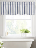 Blue Stripe Kitchen Window Valance Curtain, Vertical Striped Rod Pocket Light Filtering Window Topper, 54 x 18 Inch, 1 Panel