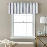 Blue Stripe Kitchen Window Valance Curtain, Vertical Striped Rod Pocket Light Filtering Window Topper, 54 x 18 Inch, 1 Panel