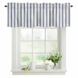 Blue Stripe Kitchen Window Valance Curtain, Vertical Striped Rod Pocket Light Filtering Window Topper, 54 x 18 Inch, 1 Panel
