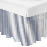 Bedliving Bed Skirt, Blue Stripe Vertical Striped Adjustable Elastic Wrap Around Dust Ruffle, Drop Pleated Style