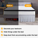 Bedliving Bed Skirt, Blue Stripe Vertical Striped Adjustable Elastic Wrap Around Dust Ruffle, Drop Pleated Style