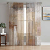 Bedliving Sheer Curtains Inches Long 2 Panels Khaki Paint Light Filtering Voile Drapes Rod Pocket for Bedroom Living Room Decor