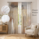 Bedliving Sheer Curtains Inches Long 2 Panels Khaki Paint Light Filtering Voile Drapes Rod Pocket for Bedroom Living Room Decor