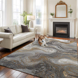 Rullikatlyi Area Rugs for Living Room Gilded Marble Fluid Washable Soft Modern Agate Abstract Art Rug Bedroom Non-Slip Large Carpet Dining Office
