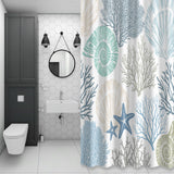Bedliving Shower Curtain for Bathroom Starfish Blue Decorative Shower Curtains Set with 12 Hooks Coastal Ocean Coral Shell Bath Curtain Bedliving Waterproof Fabric 72x72 inch