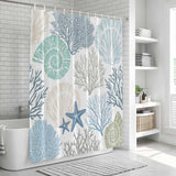 Bedliving Shower Curtain for Bathroom Starfish Blue Decorative Shower Curtains Set with 12 Hooks Coastal Ocean Coral Shell Bath Curtain Bedliving Waterproof Fabric 72x72 inch