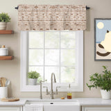 Boho Kitchen Window Valance Curtain, Neutral Geometric Rod Pocket Light Filtering Window Topper, 54 x 18 Inch, 1 Panel