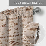 Boho Kitchen Window Valance Curtain, Neutral Geometric Rod Pocket Light Filtering Window Topper, 54 x 18 Inch, 1 Panel