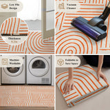 Rullikatlyi 6' x 9' Area Rugs for Living Room Orange Abstract Curves Washable Rugs Soft Modern Geometric Lines Rug for Bedroom Non-Slip Large Carpet for Dining Room Office