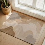 Bedliving x Washable Area Rug, Greige Beige Organic Low Pile for
