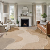 Bedliving x Washable Area Rug, Greige Beige Organic Low Pile for
