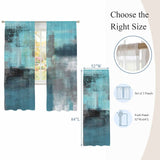 Bedliving Sheer Curtains Inches Long 2 Panels Turquoise Grey Abstract Art Light Filtering Voile Drapes Rod Pocket for Bedroom Living Room Decor