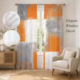 Bedliving Sheer Curtains Inches Long 2 Panels Orange Gray White Abstrac Light Filtering Voile Drapes Rod Pocket for Bedroom Living Room Decor