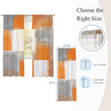 Bedliving Sheer Curtains Inches Long 2 Panels Orange Gray White Abstrac Light Filtering Voile Drapes Rod Pocket for Bedroom Living Room Decor