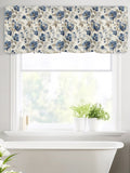 Blue Flower Kitchen Window Valance Curtain, Watercolor Floral Rod Pocket Light Filtering Window Topper, 54 x 18 Inch, 1 Panel