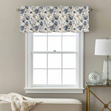 Blue Flower Kitchen Window Valance Curtain, Watercolor Floral Rod Pocket Light Filtering Window Topper, 54 x 18 Inch, 1 Panel