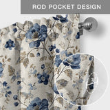 Blue Flower Kitchen Window Valance Curtain, Watercolor Floral Rod Pocket Light Filtering Window Topper, 54 x 18 Inch, 1 Panel