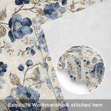 Blue Flower Kitchen Window Valance Curtain, Watercolor Floral Rod Pocket Light Filtering Window Topper, 54 x 18 Inch, 1 Panel