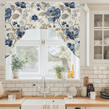 Bedliving Swag Valance for Blue Flower & Watercolor Floral Kitchen Bathroom Over