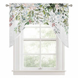 Bedliving Swag Valance for Sage Green Eucalyptus Leaf & Watercolor Floral Plant Kitchen Bathroom Over